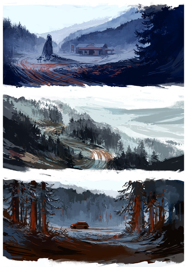 speed paintings to test the color mood in this act